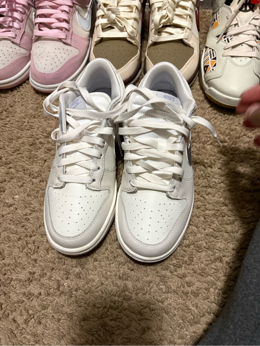 Nike DUNK LOW SB WOMENS sz 8 cream and metallic lavender check NO BOX
